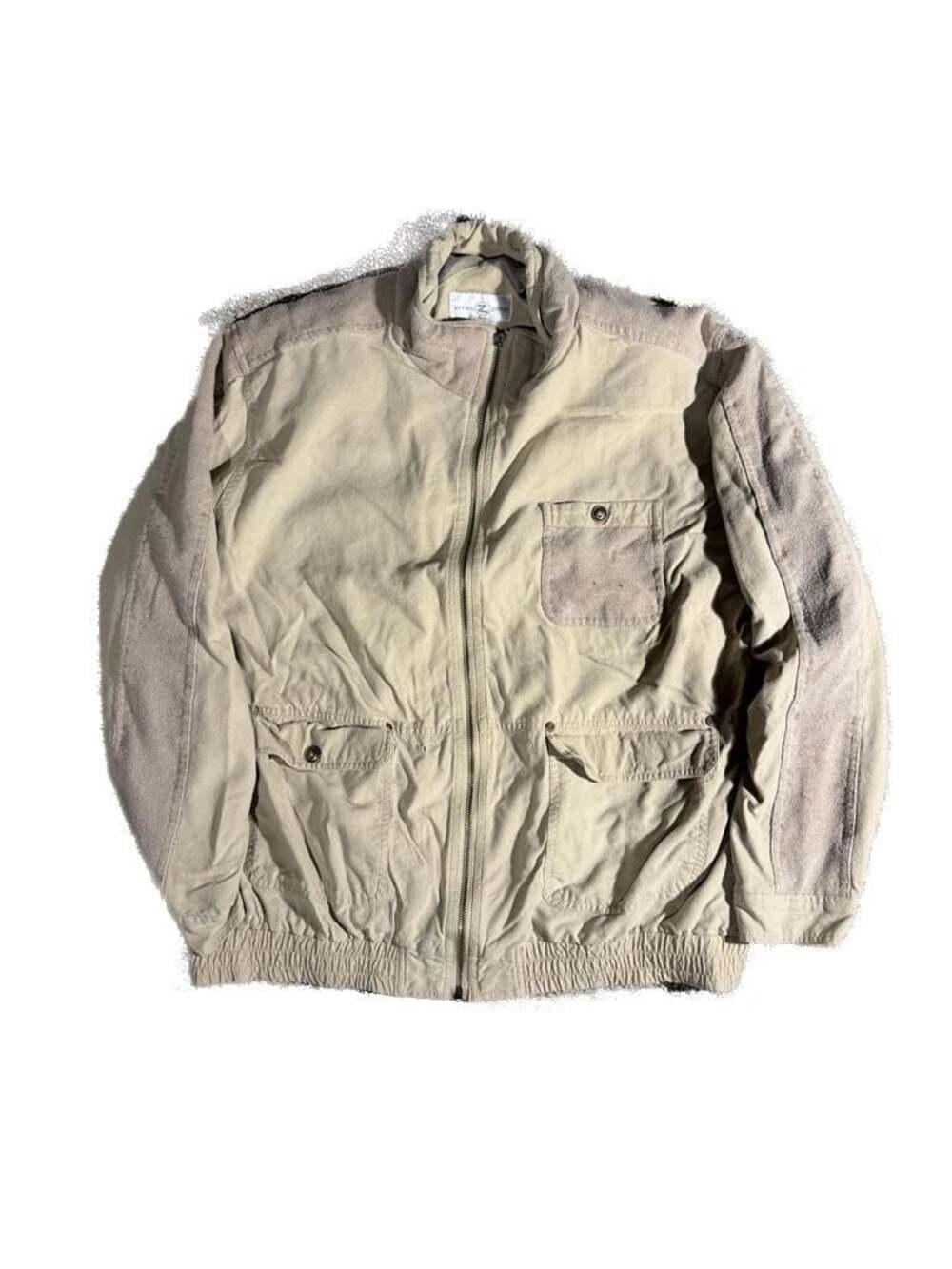 Vital‎ Zone Men's Size L Beige Silk Blend Bomber Jacket